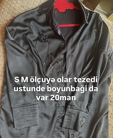 Köynək və bluzalar: Satınlıq: Qara atlas köynək + boyunbağı dəsti - Ölçü: S və M ölçülərə — 1