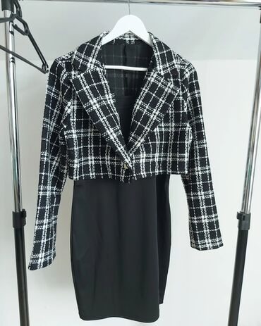 suknja i sako komplet: L (EU 40), Single-colored, Plaid, color - Black