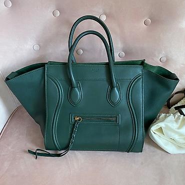Çantalar: Celine Luggage Tote – tünd yaşıl rəng - Material: hamar toxumalı — 1