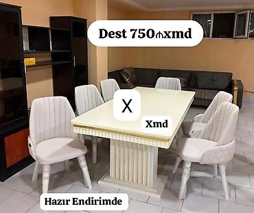 Ev və bağ: Yemək otağı dəsti - Dəst: 1 ədəd böyük yemək masası + 6 ədəd yumşaq — 1
