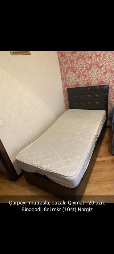 kravatlar qiymeti: Б/у, Односпальная кровать, С подъемным механизмом, С матрасом, Без выдвижных ящиков, Азербайджан