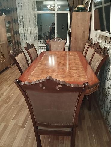 qabaq stolları: Qonaq otağı üçün, İşlənmiş, Açılmayan, Oval masa, 8 stul — 5