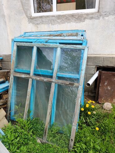 окна деревянный: Цвет - Голубой, Б/у, Самовывоз