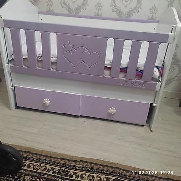Beşiklər: Uşaq beşiyi – ALI BEBE - Rəng: bənövşəyi-ağ kombinasiya - Material — 4