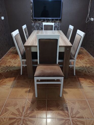 mebel stol stullar: Qonaq otağı üçün, İşlənmiş, 6 stul