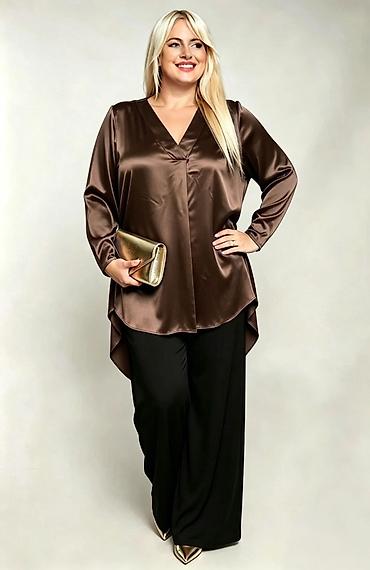 saten bluze: Svilena bluza sa V-izrezom za plus-size dame 2100din Velicine do xxl — 6