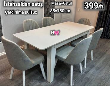 Yataq otağı dəstləri: Kvadrat masa, Qonaq otağı üçün, 6 nəfər, Açılan