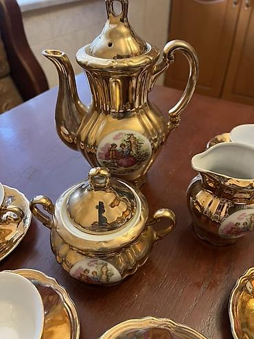 sud separatoru: Çay dəsti, rəng - Qızılı, Farfor, 6 nəfərlik — 8