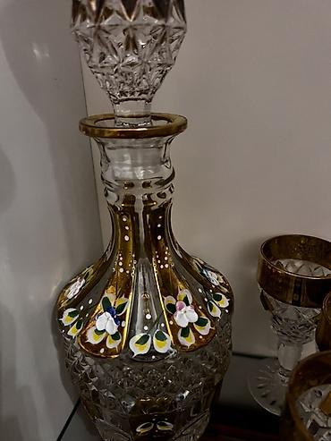 bade: Klassik bəzəkli kristal qraf və badə dəsti - Tərkib: 1 ədəd qapaqlı — 3