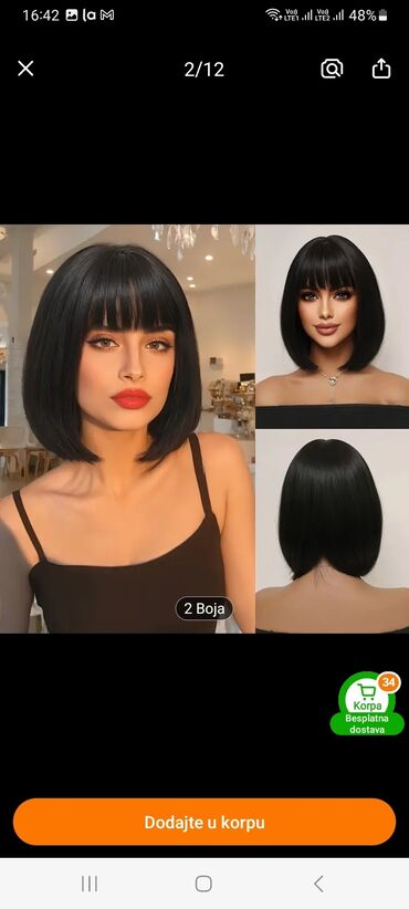 Perike i klipse: Kratka bob perika sa šiškama, dizajnirana da pruži prirodan izgled i — 11