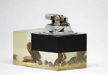 Upaljači i prateća oprema: VTG stoni upaljač Penguin JAPAN 70-e prirodna školjka BISER ✨ — 4