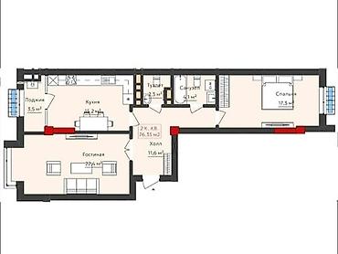 юг 2: 2 комнаты, 75 м², Элитка, 10 этаж, ПСО (под самоотделку) — 1