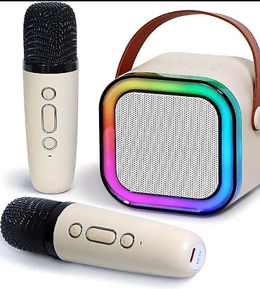 bluetooth mikrofon karaoke: Bluetooth karaoke dəsti – portativ spiker + 2 ədəd simsiz mikrofon - — 1