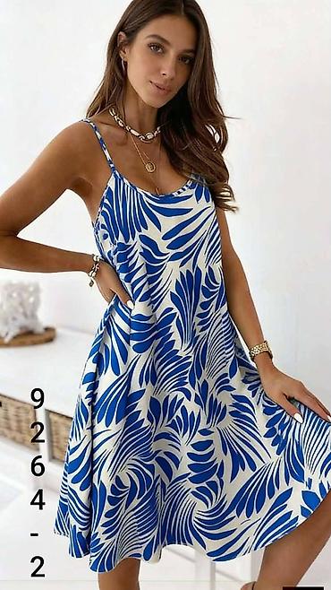 Haljine: Letnja haljina na tanke bretele - Kroj: lepršava A-linija, midi — 3