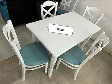 taxt tumba: Mətbəx üçün, Yeni, Açılmayan, Dördbucaq masa, 4 stul — 4