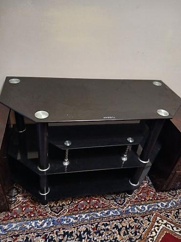 Другое: Qara şüşə TV stendi - Material: qalın temperli qara şüşə rəflər + — 1