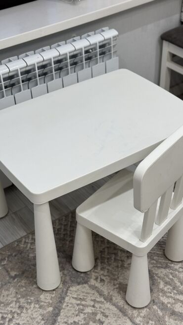 шкафы кухонные: Балдар үчүн үстөл жана отургуч комплекти, Колдонулган