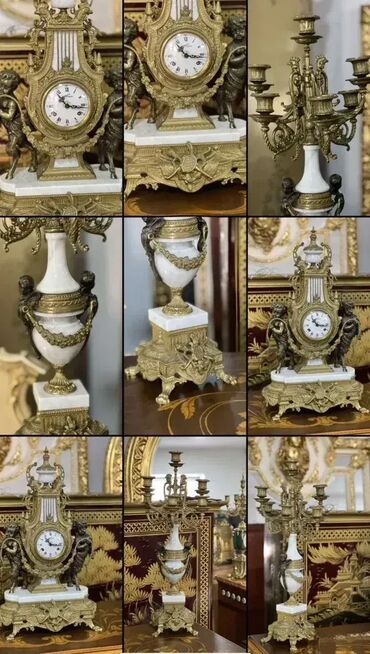 Satovi za kuću: Kaminski sat sa svećnjacima (anđeli) ⏰🕯️👼 Mehanizam: Odlično stanje — 7