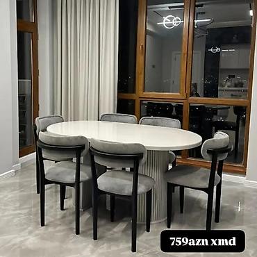 Masa və oturacaq dəstləri: Masa və stul dəsti - Dəst: masa + 6 stul - Forma: oval və ya — 9