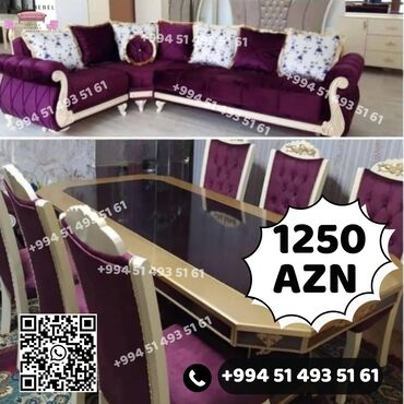 Masa və oturacaq dəstləri: Qonaq otağı üçün, Yeni, Açılmayan, Dördbucaq masa, 6 stul — 21