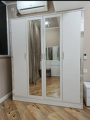 dolab sifarisi: Yeni, 4 qapılı, Güzgülü, Ağ, Taxta, Açılan, Düz dolab — 1