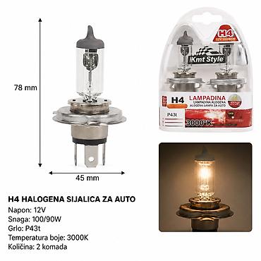 KMT H4 halogena auto sijalica, bela 2000419 - Tip: H4 halogena