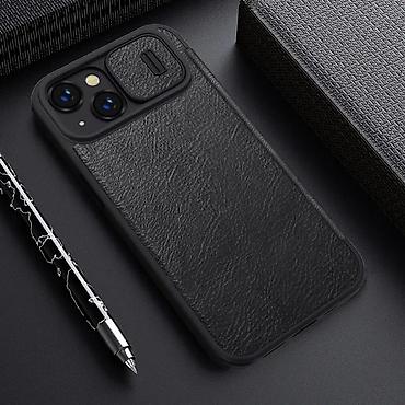 Maske i futrole za telefone: Zaštitna maska Nillkin Qin Pro za iPhone 14 Plus 6.7 inča, crne boje — 14