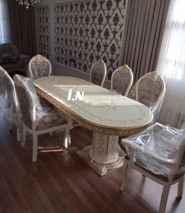 Masa və oturacaq dəstləri: Qonaq otağı üçün, Yeni, Açılmayan, Oval masa