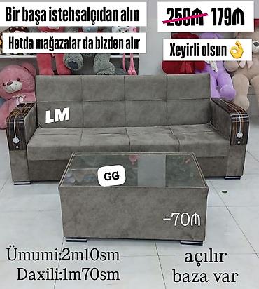 Divan və jurnal masası dəsti - Divan: açılır, baza var - Ümumi ölçü lalafo.az -da Divan və jurnal masası dəsti - Divan: açılır, baza var - Ümumi ölçü