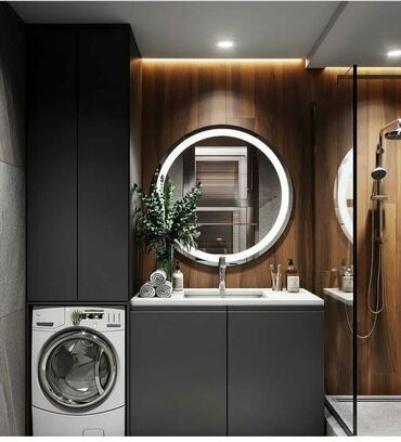 Hamam üçün aksessuarlar: Müasir hamam mebeli dəstləri - Divara montaj olunan konsol tipli — 27