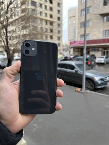 Apple iPhone: IPhone 11, 64 GB, Qara, Simsiz şarj, Face ID, Sənədlərlə