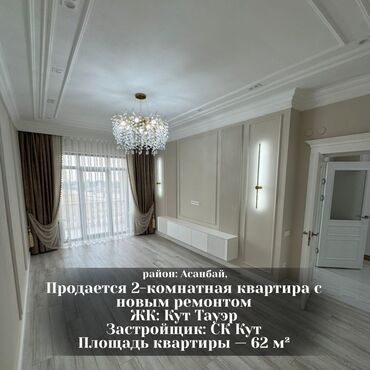 квартира с дизайнерским ремонтом жк: 2 бөлмө, 75 кв. м, Элитка, 5 кабат, Дизайнердик ремонт