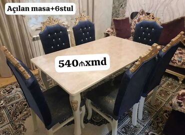 yataq qonaq mebelleri: Qonaq otağı üçün, Yeni, Açılmayan, Dördbucaq masa, 6 stul, Azərbaycan
