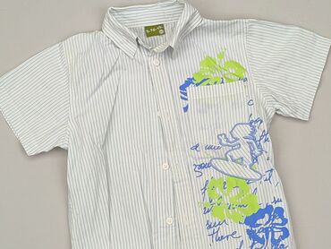 koszule z parzenicami: Koszula 3-4 lat, stan - Zadowalający, wzór - W paski, kolor - Biały