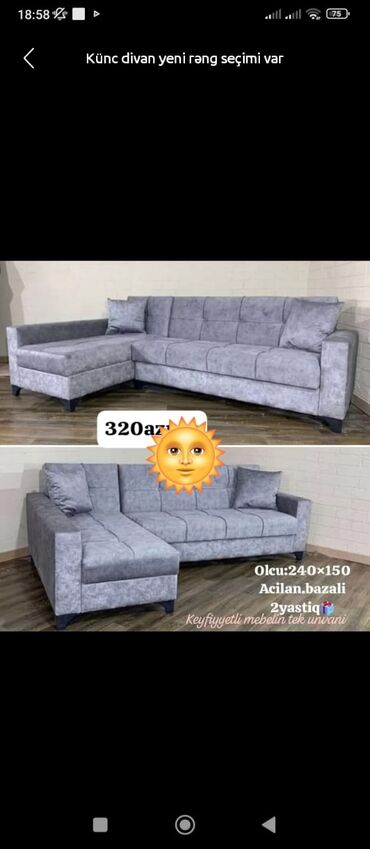 1 kub taxta nece kvadrat metrdir: Künc divan, Yeni, Açılan, Bazalı, Parça