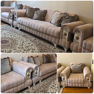 islenmis taxt: ✔️500 man(Masazir). Divan+ 2 kreslo. Səliqəli işlənib.Divan açılır — 1