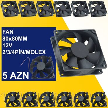 JMC: Kulerlər 80x80mm ⭐Fan 80x80mm 12v Pinsiz Qara - 5 AZN ⭐Fan 80x80mm 12v