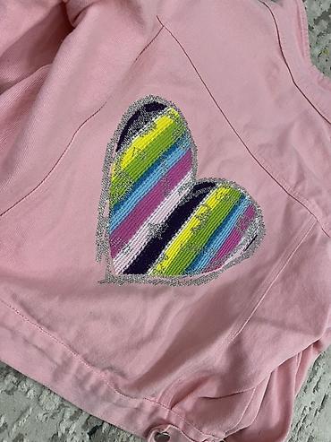 ust geyimleri: Uşaq üçün çəhrayı cins gödəkçə - Material: qalın cins/parça (denim — 2