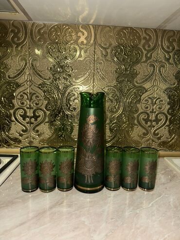 Digər dəstlər və servizlər: Dekorativ qab-qacaq dəsti - Kobalt mavi rəngli 2 ədəd şüşə vaza: oval — 5