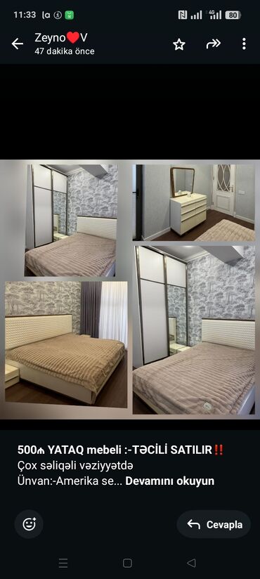 Mətbəx mebeli: *500₼ YATAQ mebeli :-TƏCİLİ SATILIR*‼️ Çox səliqəli vəziyyətdə
