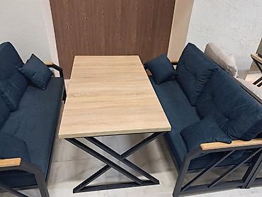 restoran stolu: Skameykalar ilə, Dördbucaq masa — 3