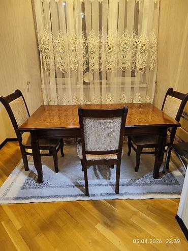 aile agaci: Qonaq otağı üçün, İşlənmiş, Açılan, Dördbucaq masa, 4 stul — 1