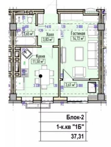 Продажа квартир: 1 комната, 37 м², Элитка, 13 этаж, Евроремонт