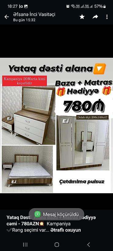 yataq ortuleri: *Yataq Dəsti Alana Baza + Matras hədiyyə cəmi - 780AZN💥* Kampaniya — 3
