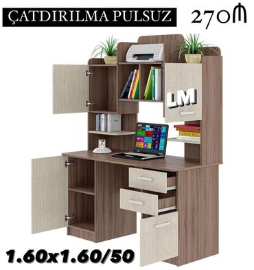 Kompüter masası, Açılmayan, MDF, Künc masa
