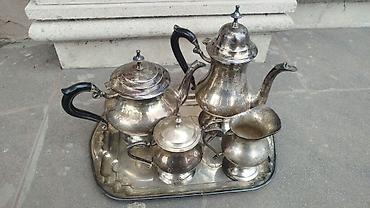 zirkon qapaqlar: Çay dəsti, rəng - Gümüşü, Metal — 1