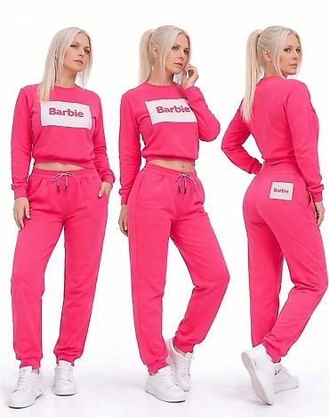 kapri helanke: Komplet trenerke „Barbie“ – ženski dvoslojni set u intenzivno roze — 1