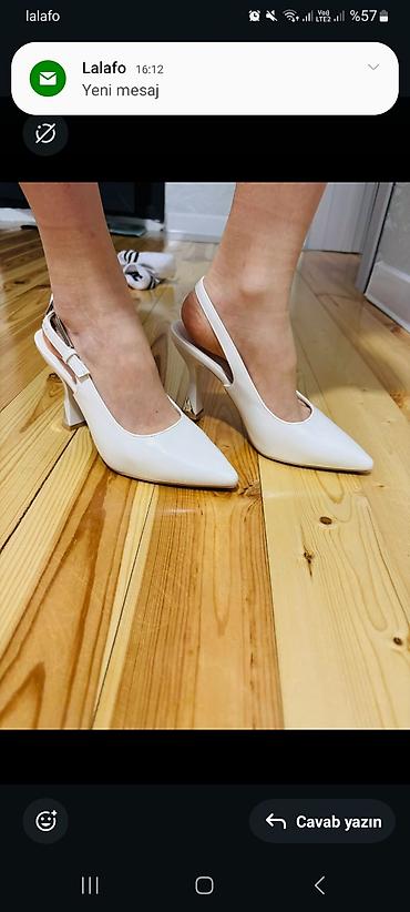 ayaqqabi 36: Ağ rəngli qadın ayaqqabısı – slingback model - Üst hissə: hamar — 2