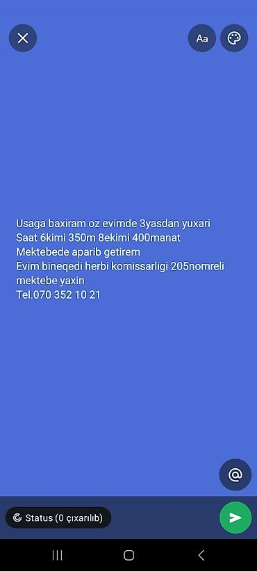 bağ evi is elanları: Uşaqlara baxım xidməti (3 yaşdan yuxarı) - Baxım mənim evimdə təşkil — 1