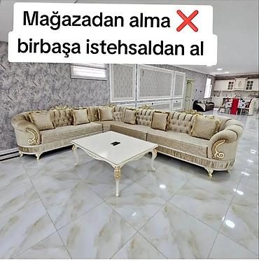 Divan və masa dəstləri: Yeni, Künc divan, Qonaq otağı üçün, Açılmayan — 1